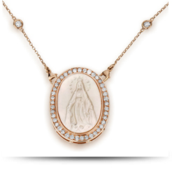 Medalha N. Sra. das Graças em Madrepérola, Diamantes Brancos e Ouro Rosê